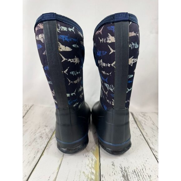 Hugrain Toddler Kids Shark Print Waterproof Neoprene Rain Boots Size 2 - Picture 3 of 5